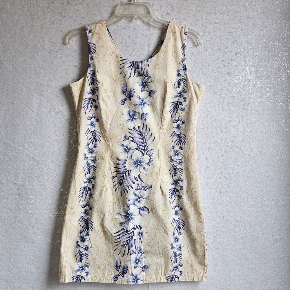Milson KY’s Hawaiian Mini Sheath Dress Womens M Purple Floral Cotton Poplin USA